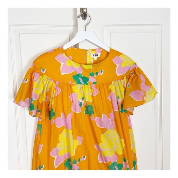 WHIT x Anthropologie Carly Floral S/S Shift Dress Organic Cotton - Picture 4 of 11
